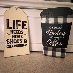 Decorative Coffee & Chardonnay Plaque Set